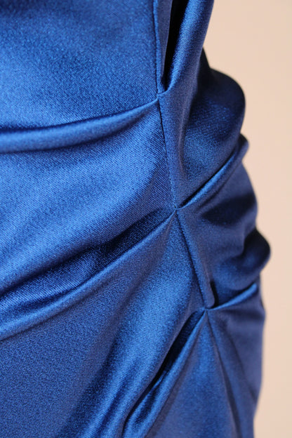 Abito_Emerald_Midi_Blu_Aelora_Dettaglio_Pieghe